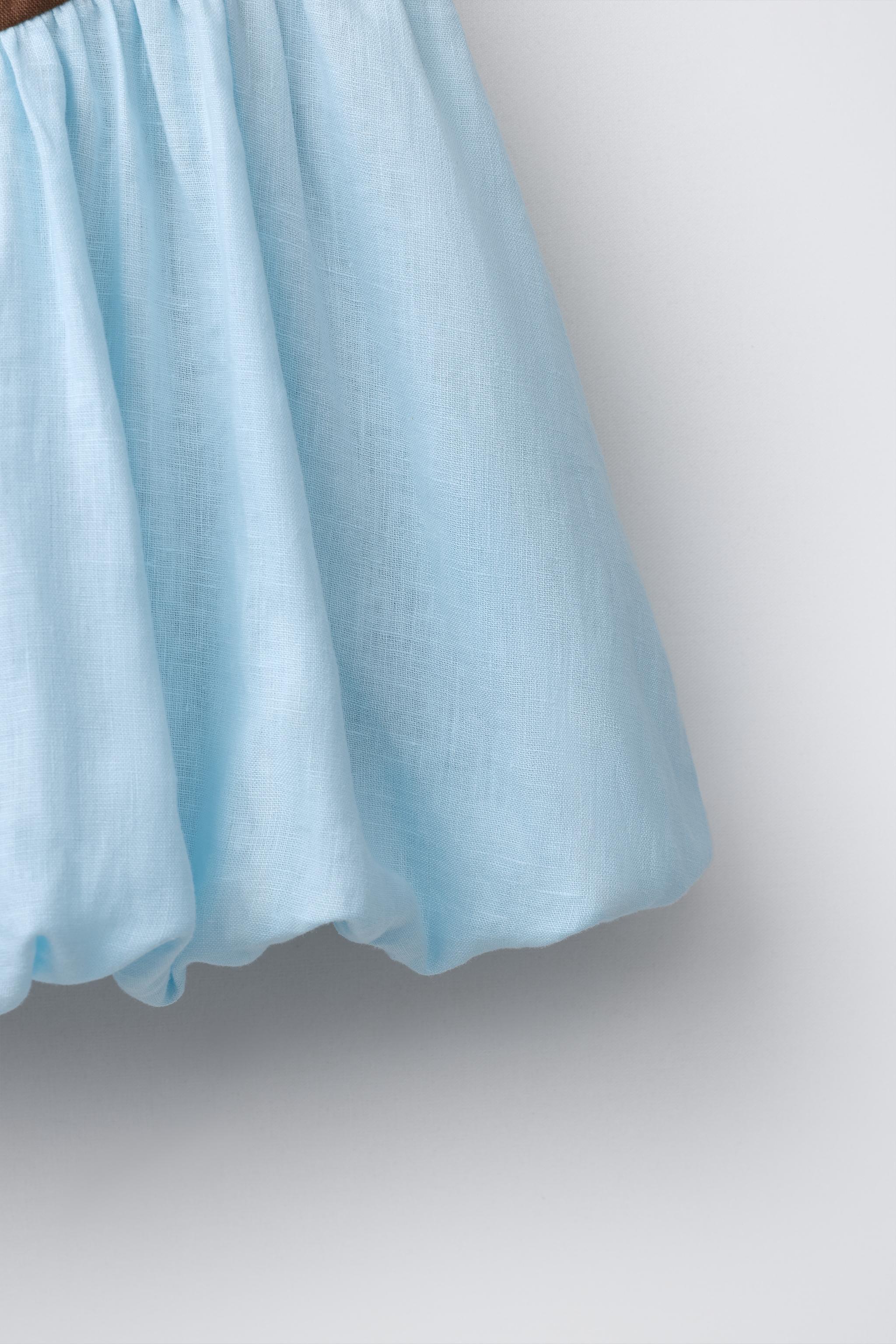 COLOR BLOCK 100% LINEN DRESS